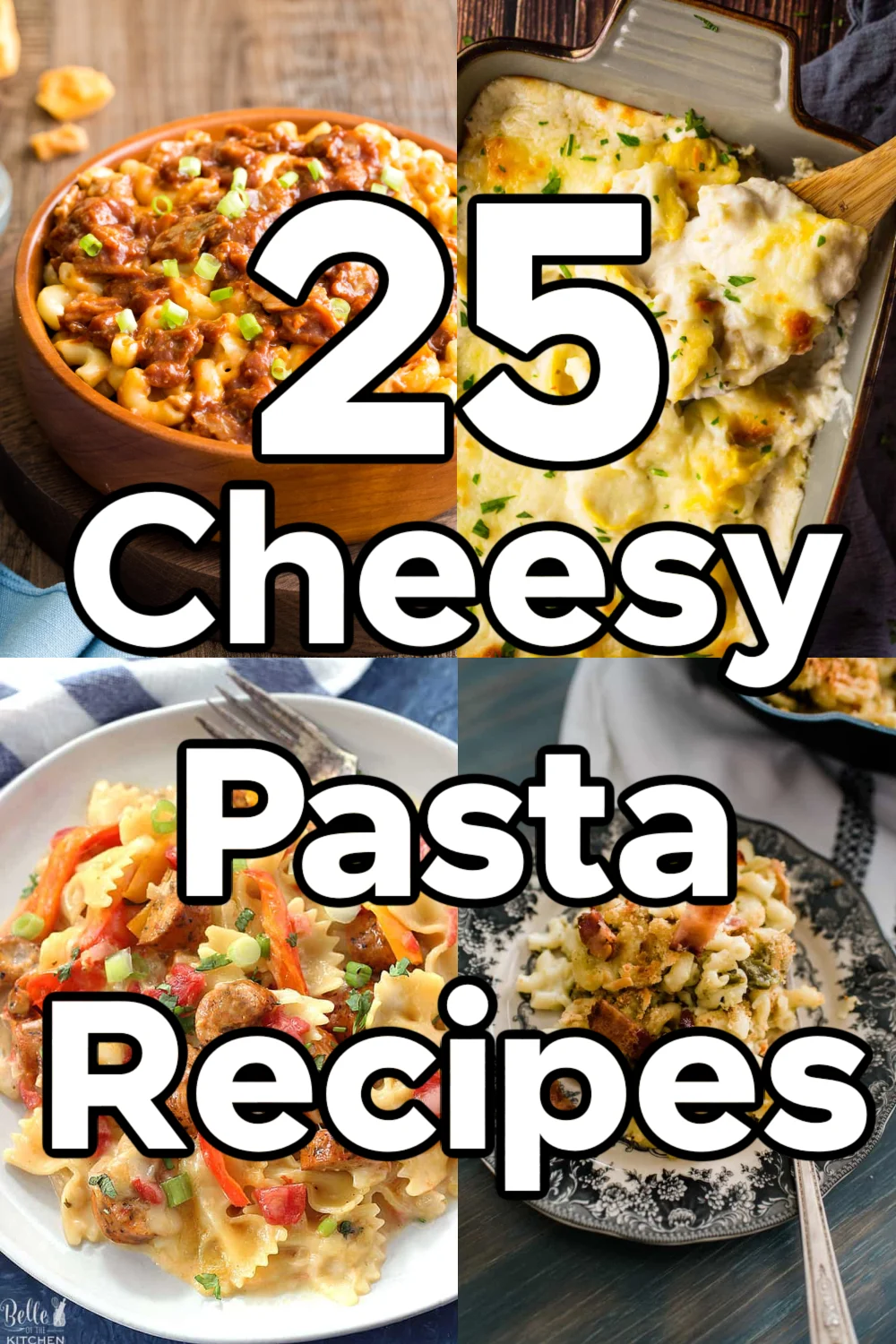 a collage of cheesy pasta recipes